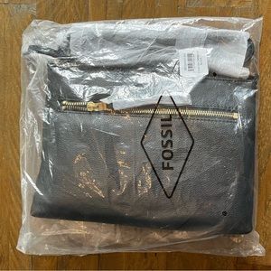 NWT!! Fossil Black Leather Fiona Crossbody Purse